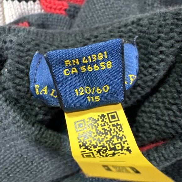 Polo Ralph Lauren Shawl Collar Sweater Spell out Kids Size 5 - Picture 8 of 12